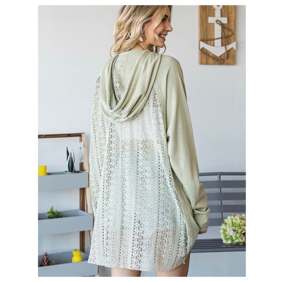 LAST ONE $58 start 60ππMineral washed LACE ZIP UP HOODIE top - Picture 11 of 12